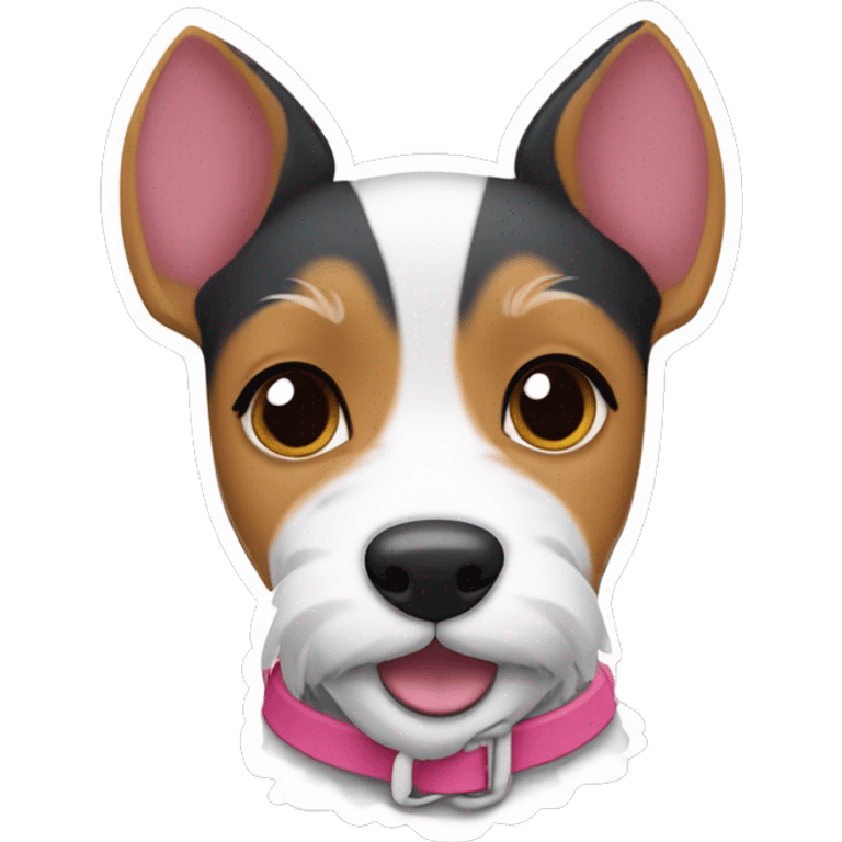  AI generated sticker of a mini fox terrier pink collar, inspired by the style of “Lady and the Tramp.” White outline around it emoji