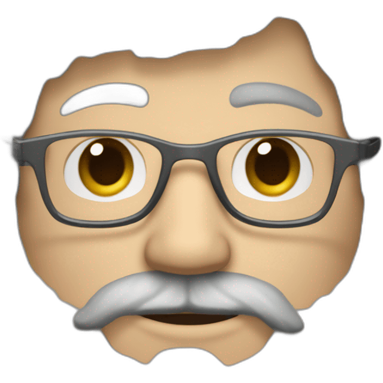 middle-aged white-skinned man with thick gray and brown hipster beard and curly brown hair with gray temples and glasses emoji