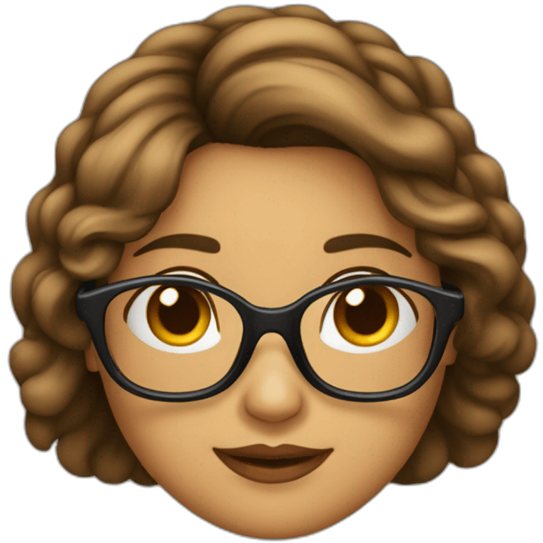 Mujer de cabello marrón con gafas medio redondeadas Feliz  emoji