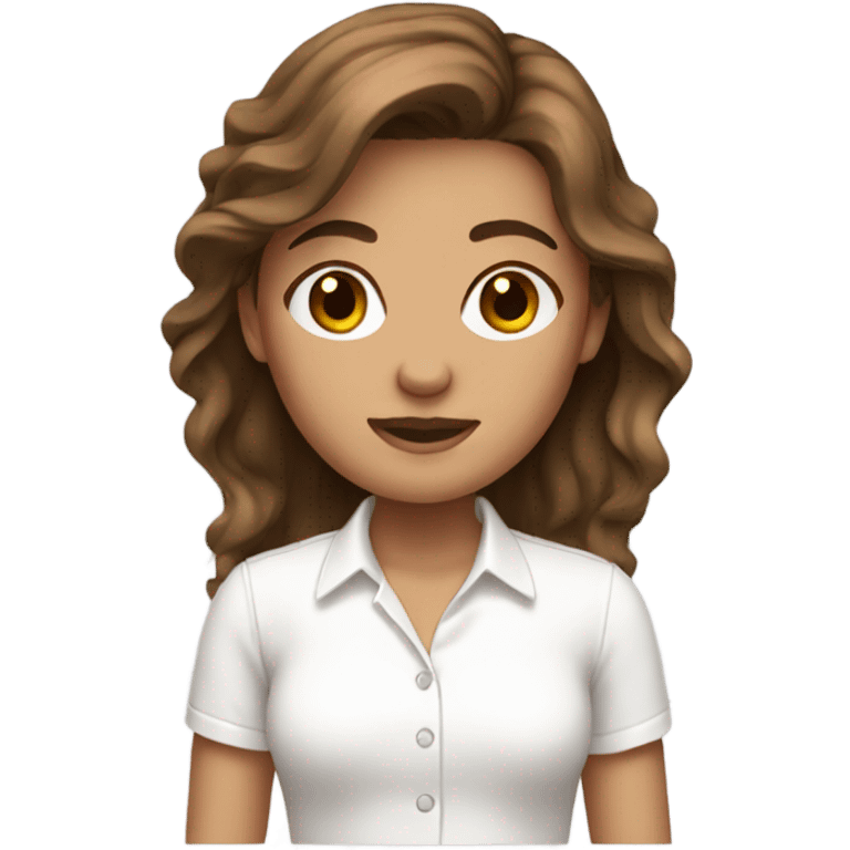 brown hair girl with white shirt emoji