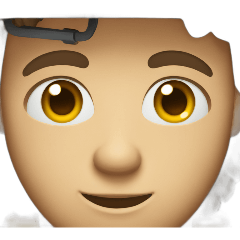 Construction worker with unibrow emoji