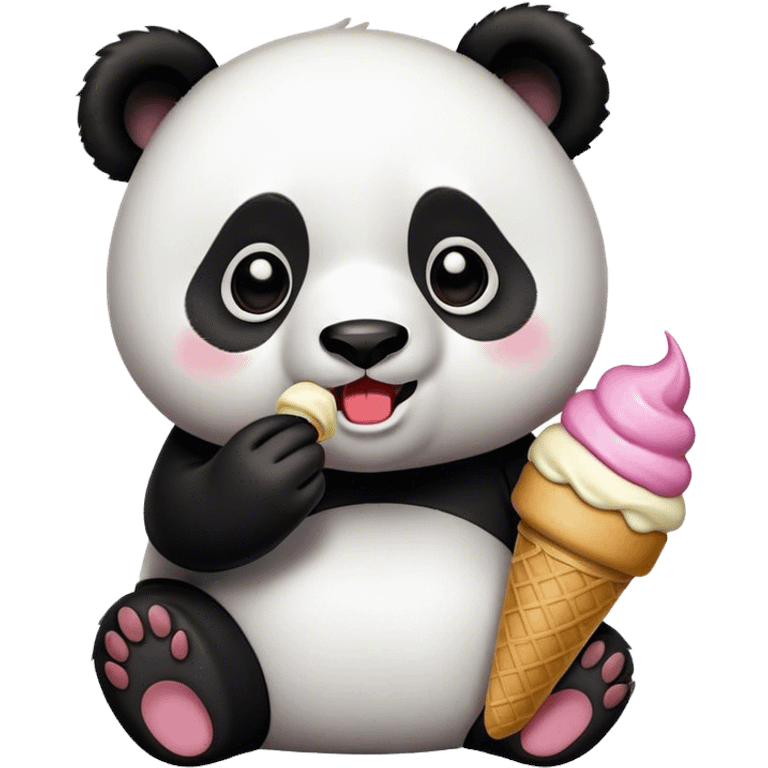 Panda eating ice cream emoji