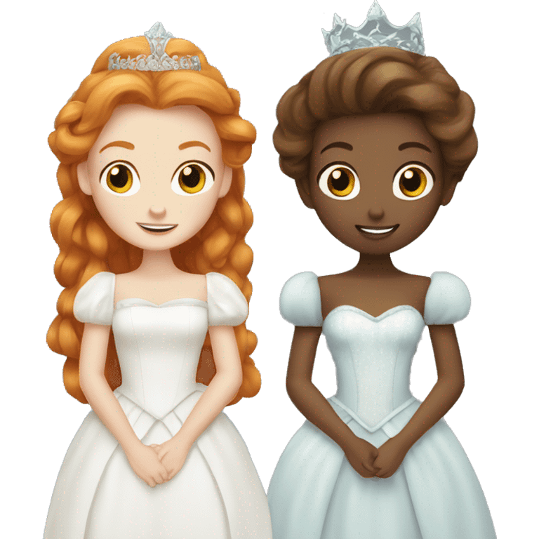 ginger and brunette white girls dressed as princesses emoji