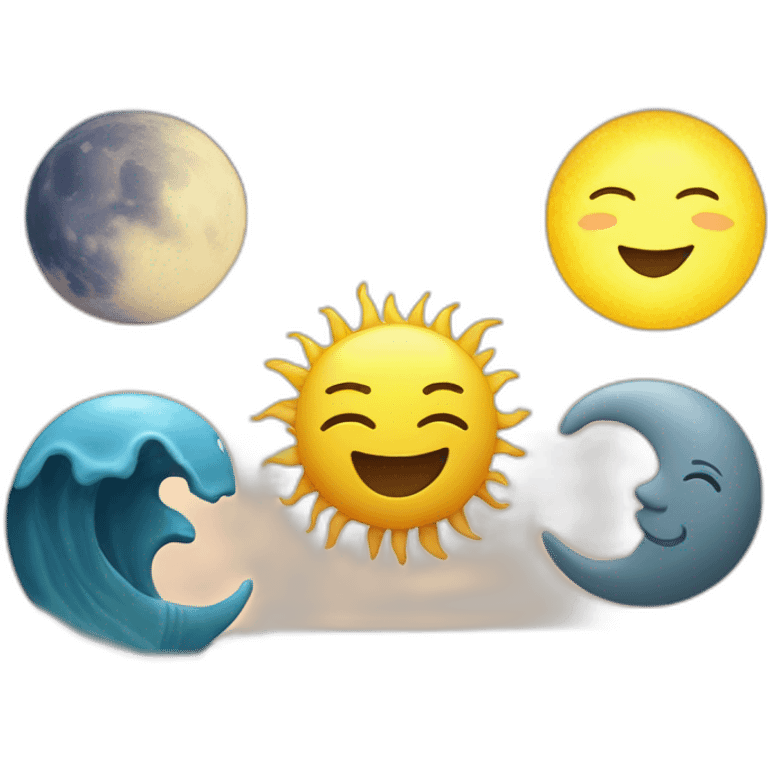 make an emoji of sun, ocean and moon together.. but it should be good and realistic emoji