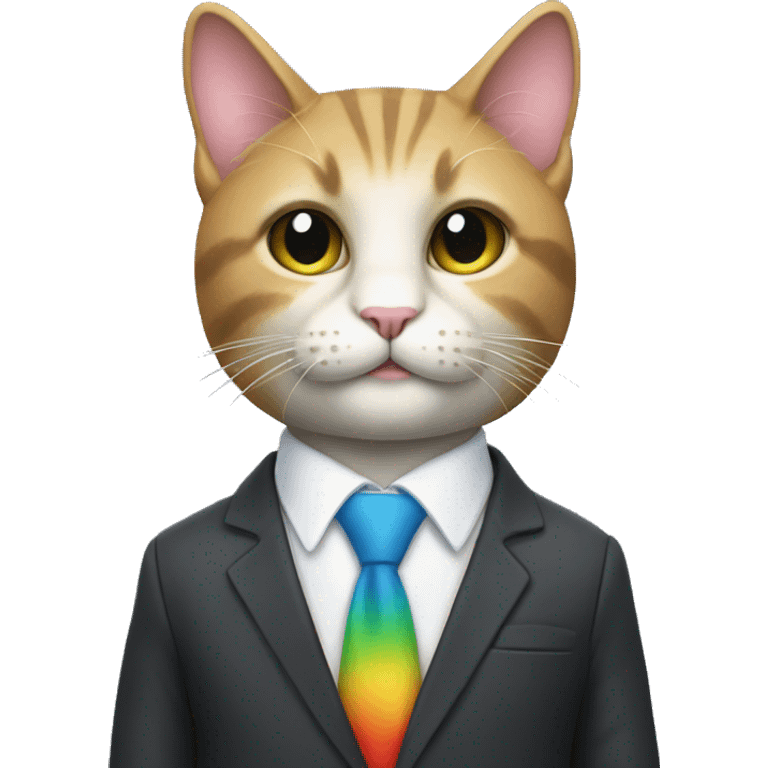 Rainbow cat in business suit emoji