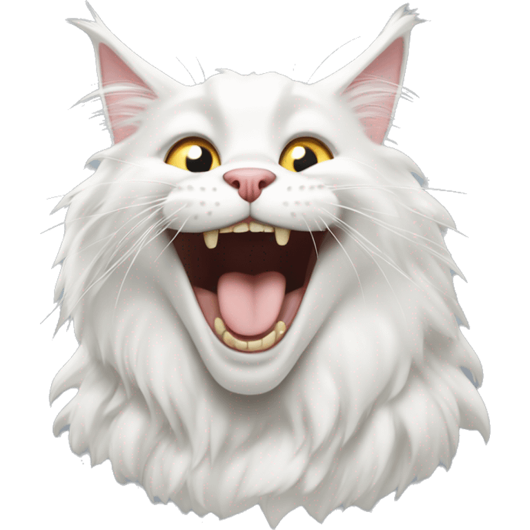 white maine coon cat laughing emoji