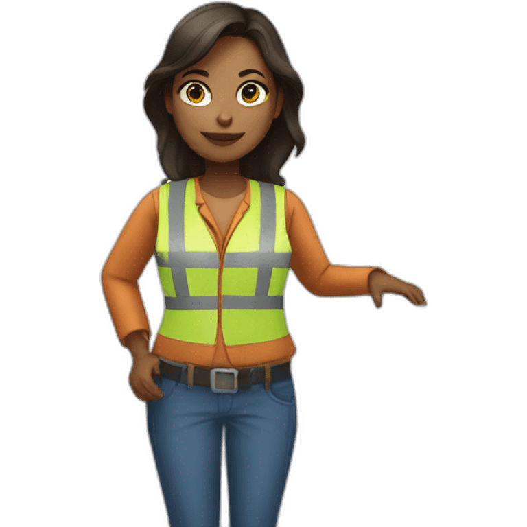 woman worker standing next to a water pipeline emoji