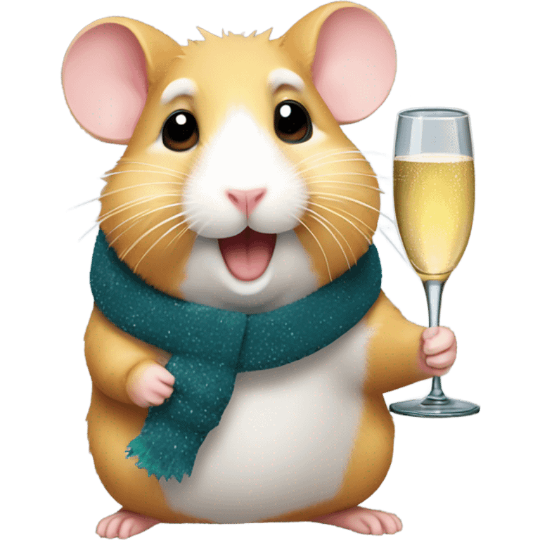 hamster christmas with champagne emoji