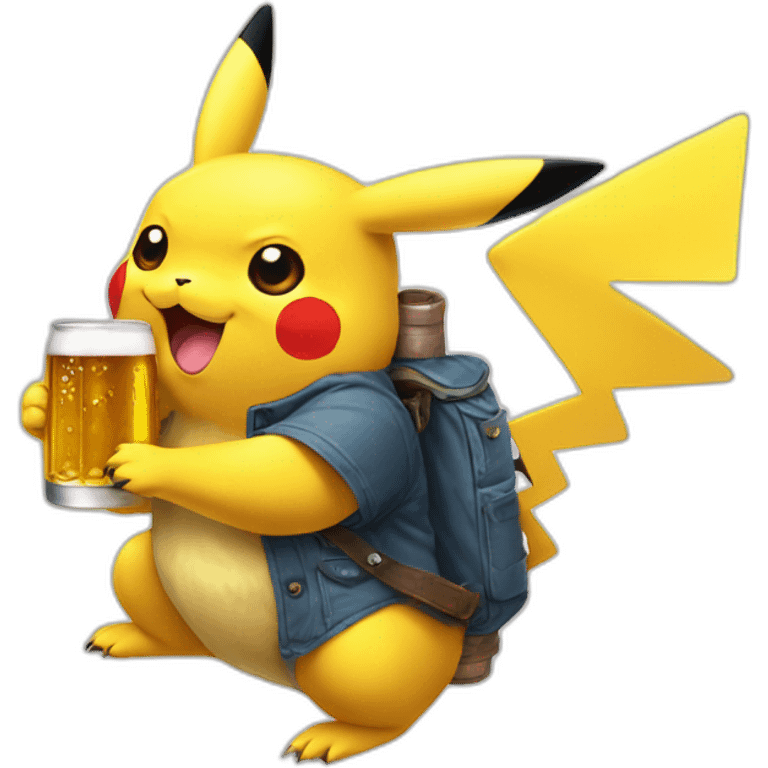 Pikachu avec une bière emoji