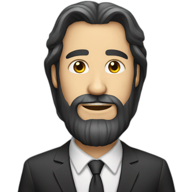 Man long hair with beard with suit emoji