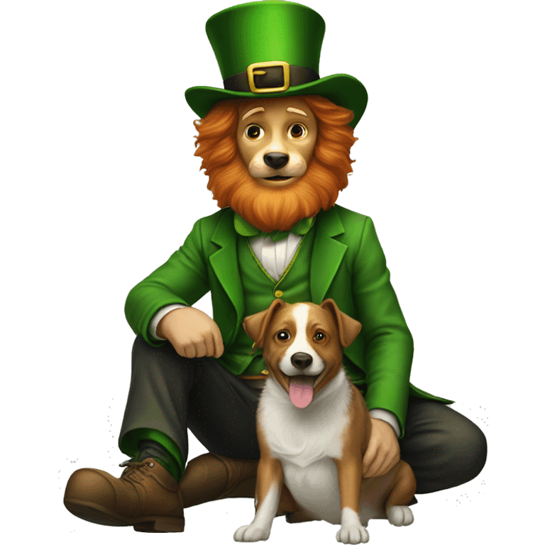 Leprechaun sat on a dog  emoji