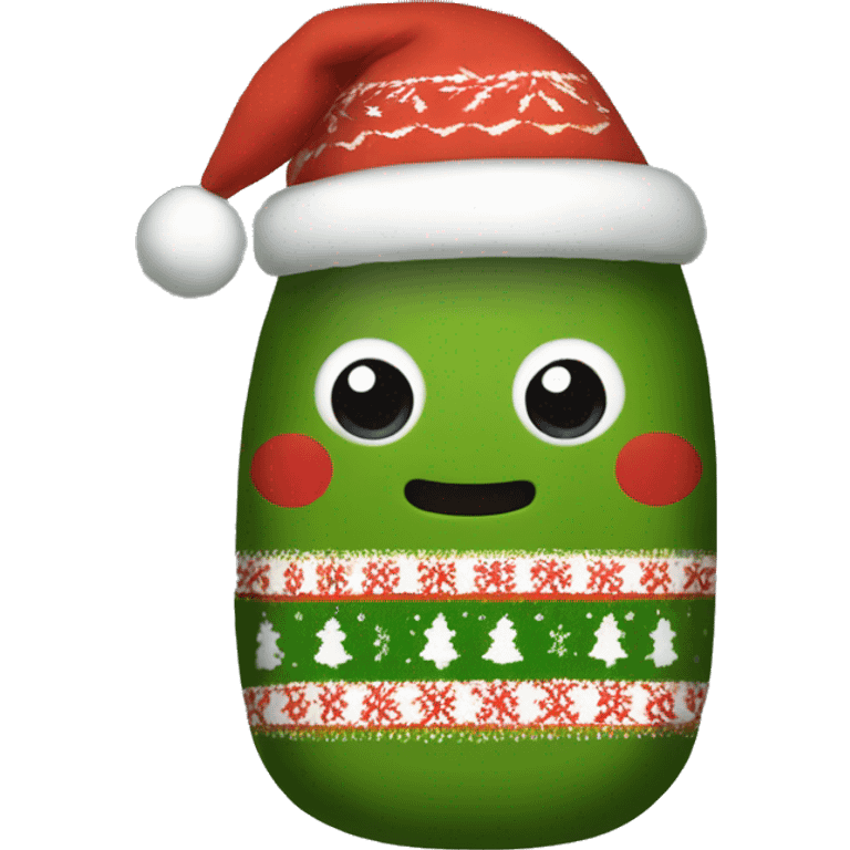 Pickle wearing a Christmas sweater emoji