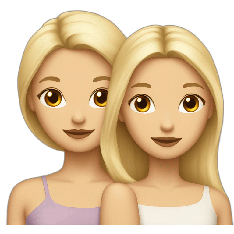 deux filles une fille blonde et fille brune a la peau beige emoji