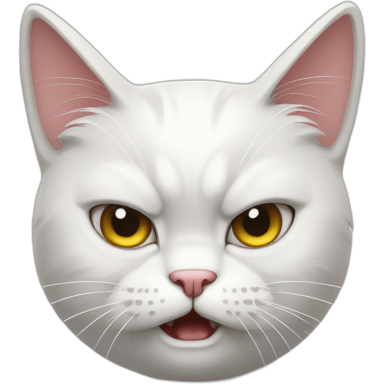 Fullbody White cat angry emoji