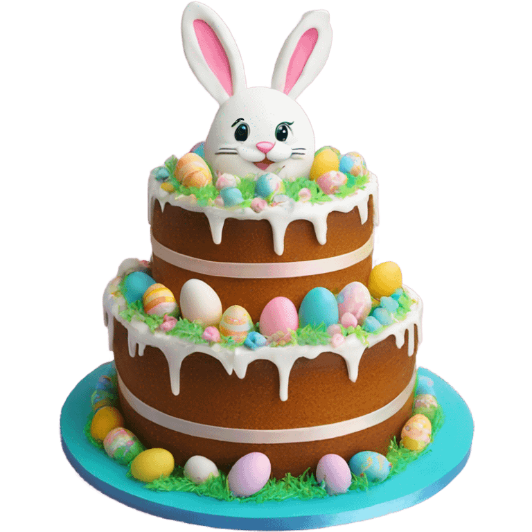 beautifully decorated 2 tier Easter bunny cake emoji