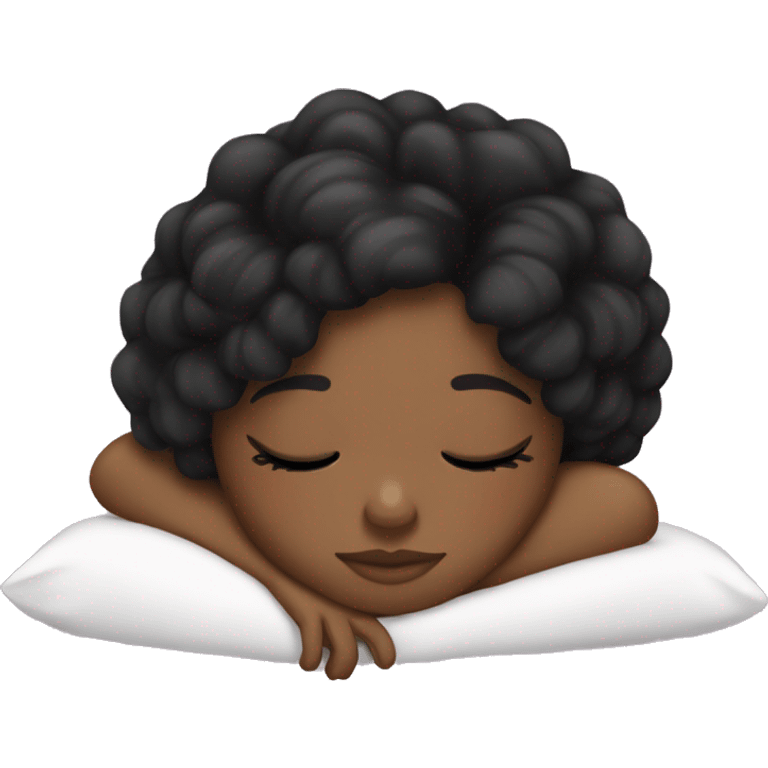 Coquette black hair girl sleeping  emoji