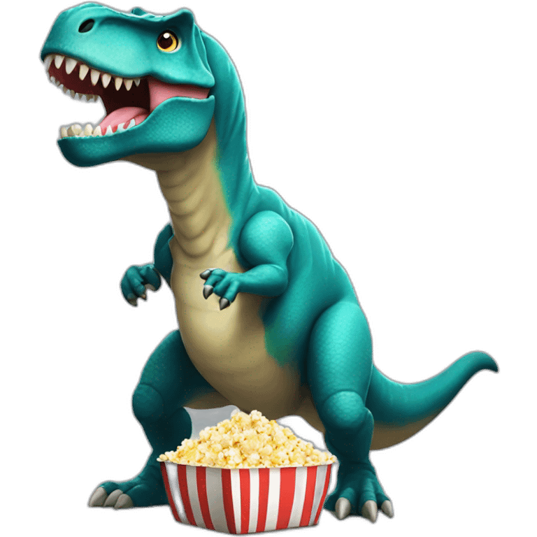 T rex with popcorn in hand emoji