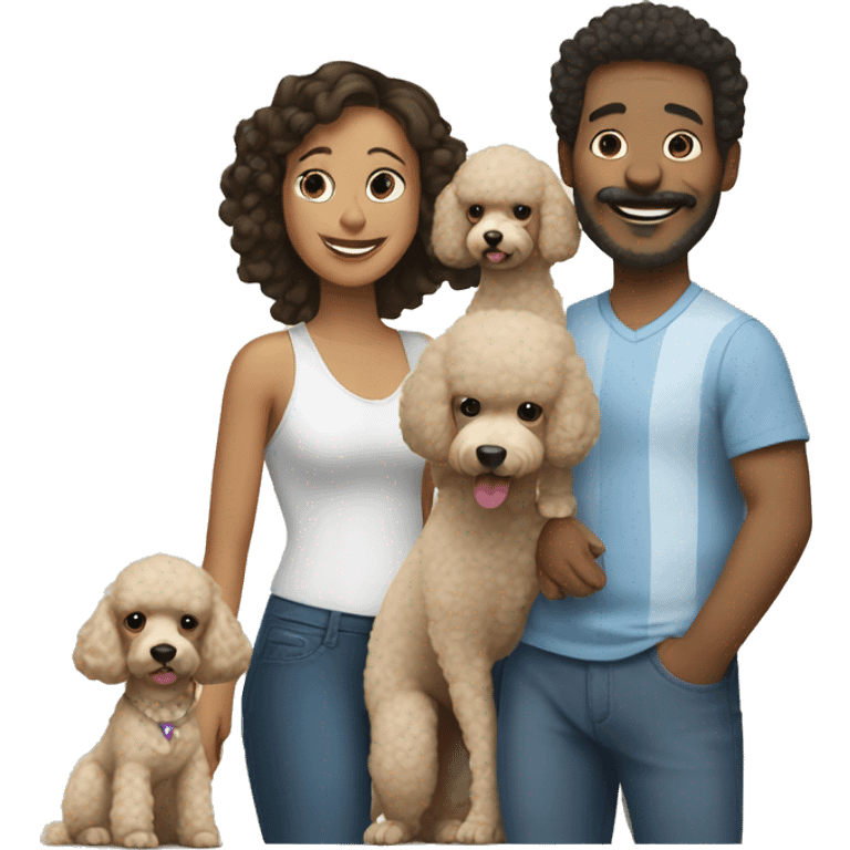 Family with 2 poodles emoji