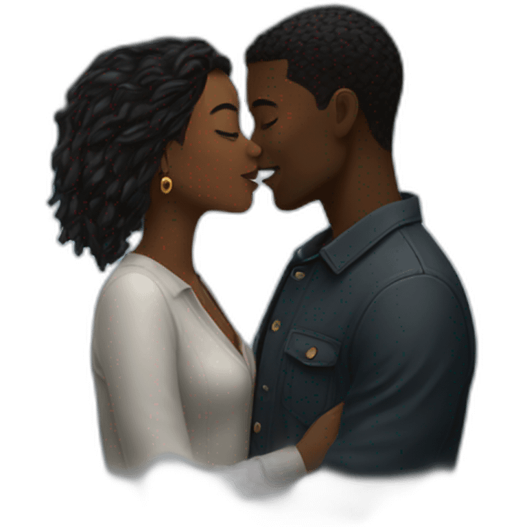 black couple kissing behind a storm emoji