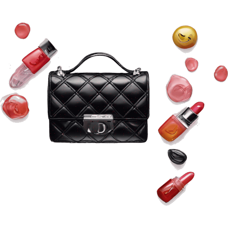 dior bag with dior lipgloss  emoji