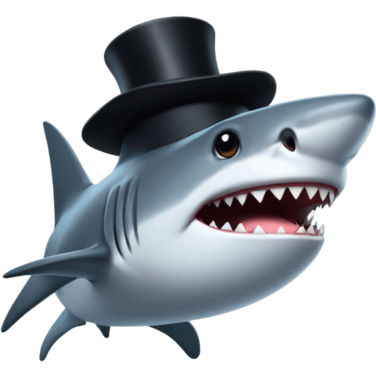 Shark with a top hat emoji