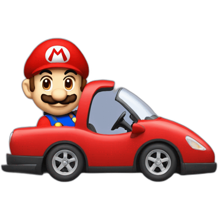 mario-is-driving-a-red-sport-car emoji