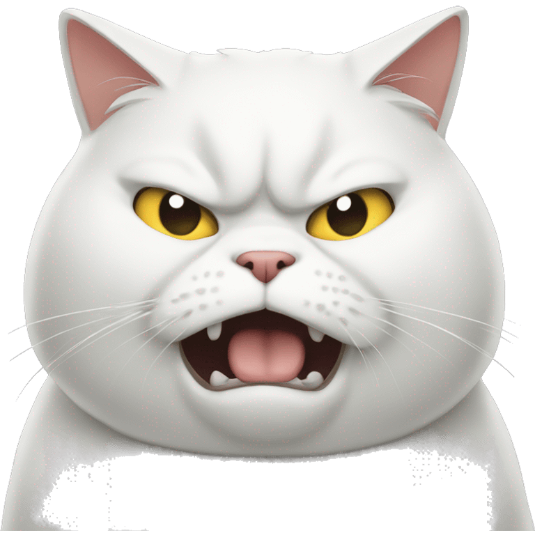 Fat angry white cat emoji