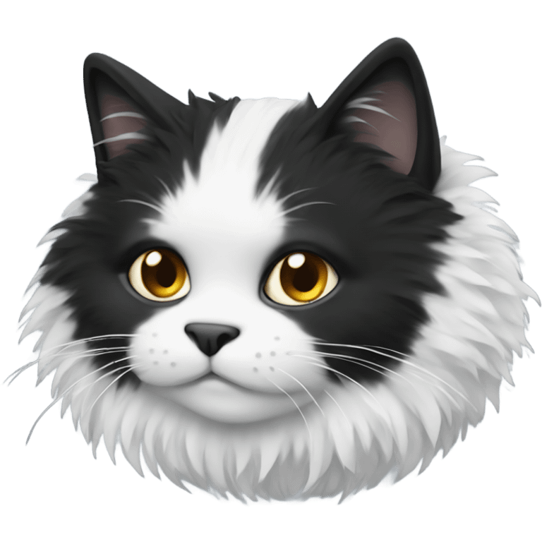 black and white fluffy cat  emoji