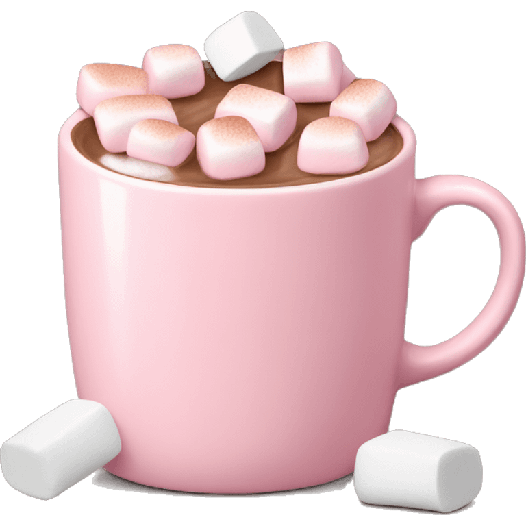 Light Pink mug of hot chocolate with marshmallows  emoji