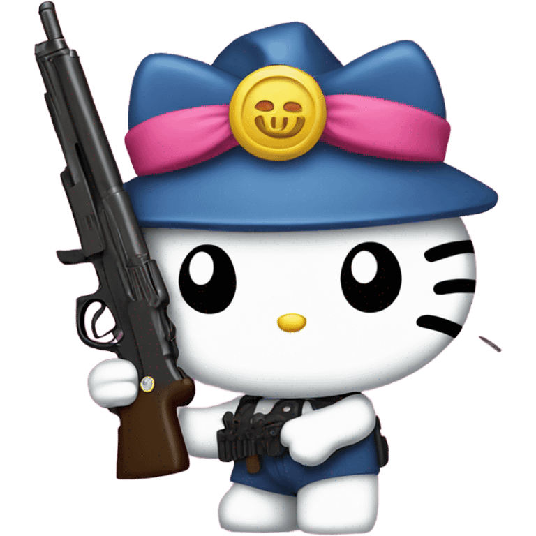 Hello kitty with gun emoji