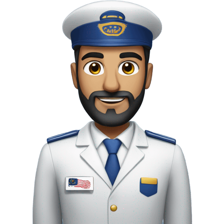 Male Persian Flight attendant with beard at United airlines  emoji