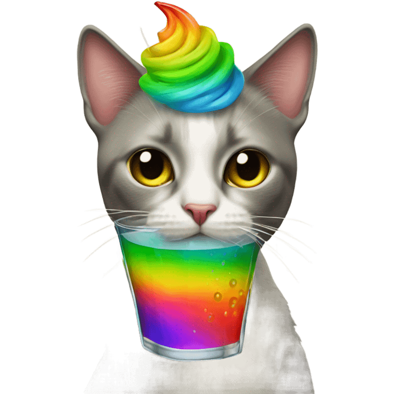 cat with a rainbow mohawk cocktail bartending emoji