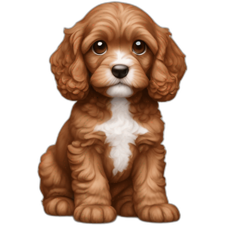 redish brown cavapoo puppy with no white markings emoji