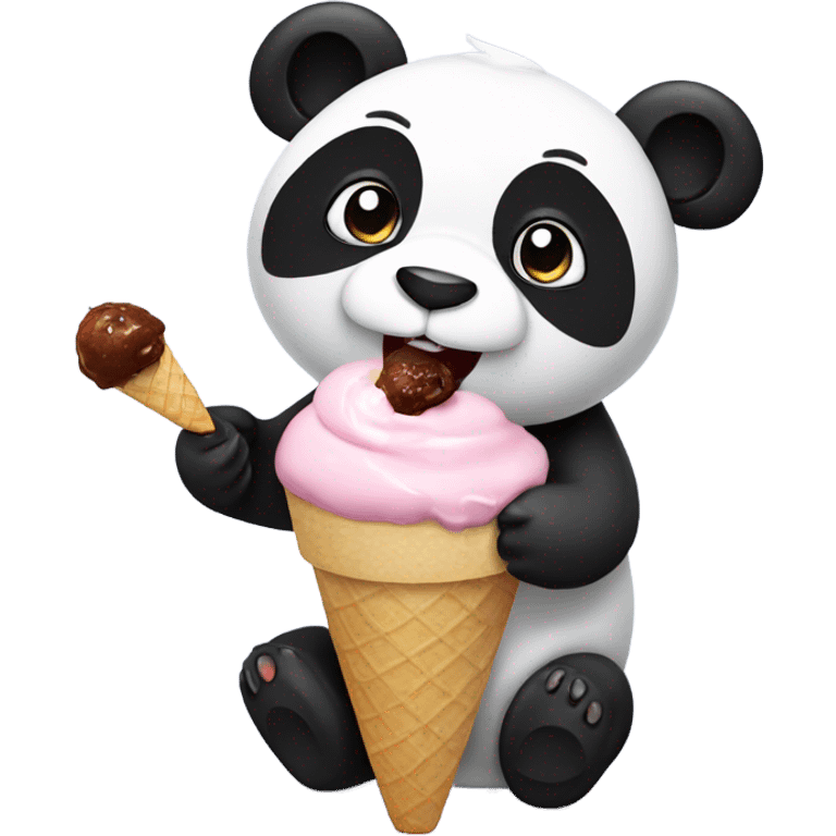 Panda eating ice cream emoji