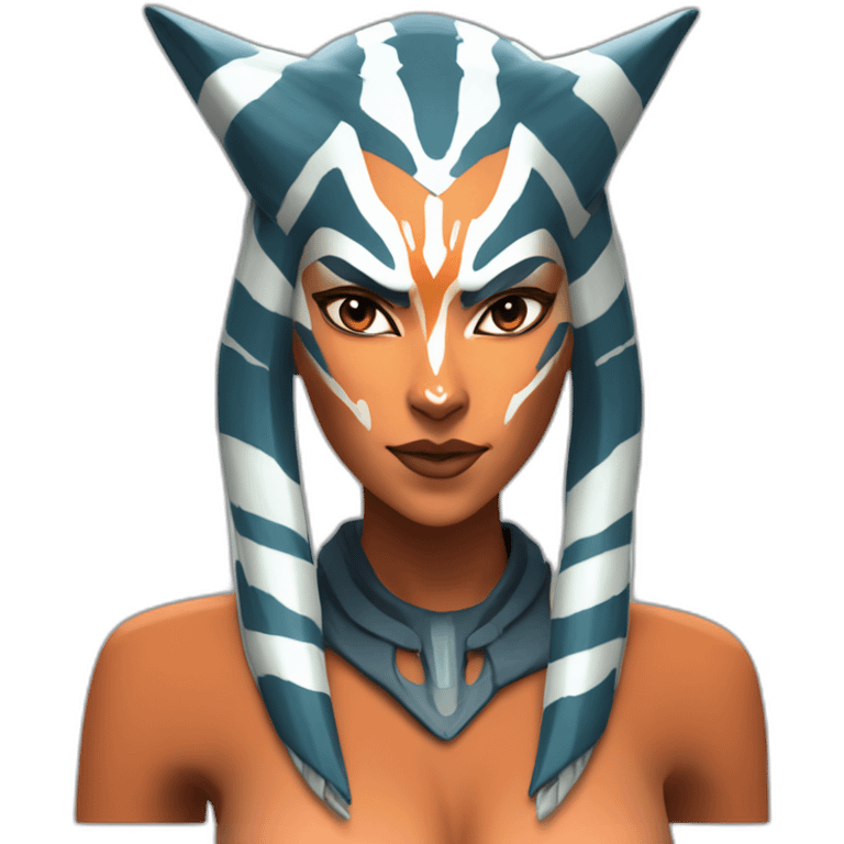 Sexy Ahsoka Tano (Portrait, front facing, Apple iOS 17 style) horns, tendrils emoji