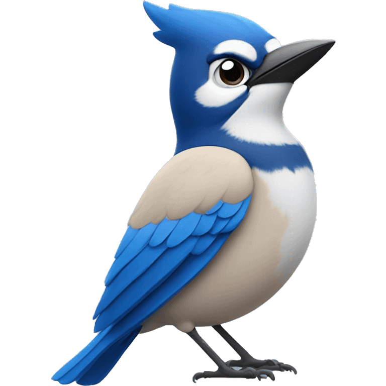 Blushing bluejay emoji