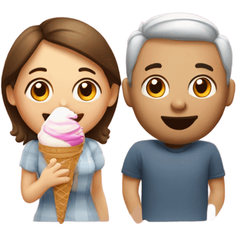 husband and wife eating ice cream emoji