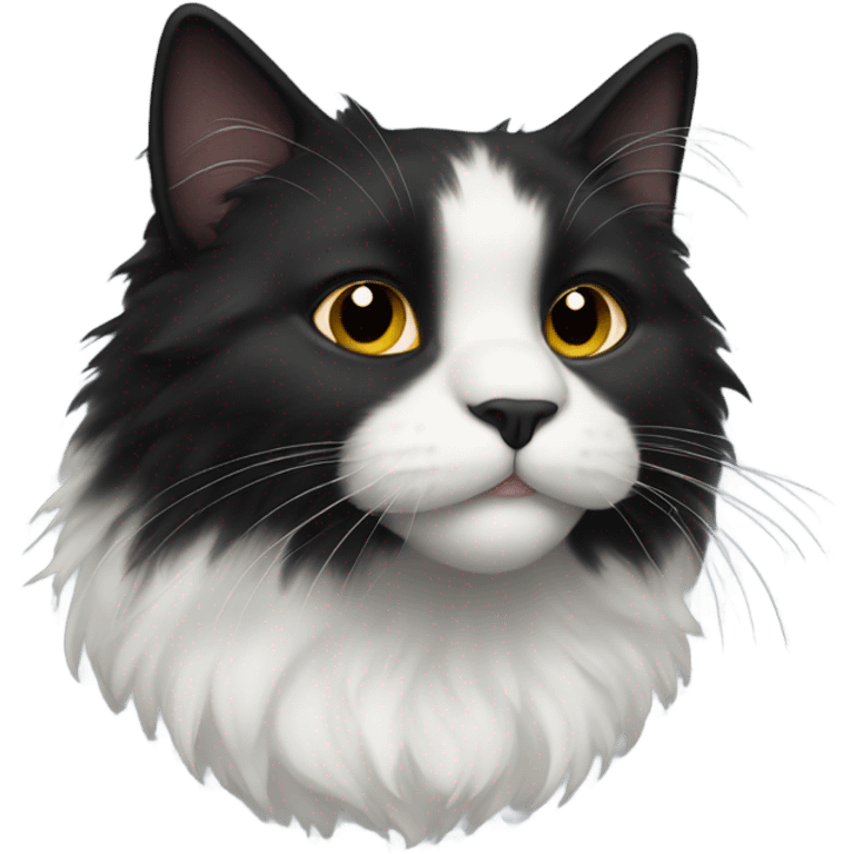 fluffy black cat with white spot on nose emoji