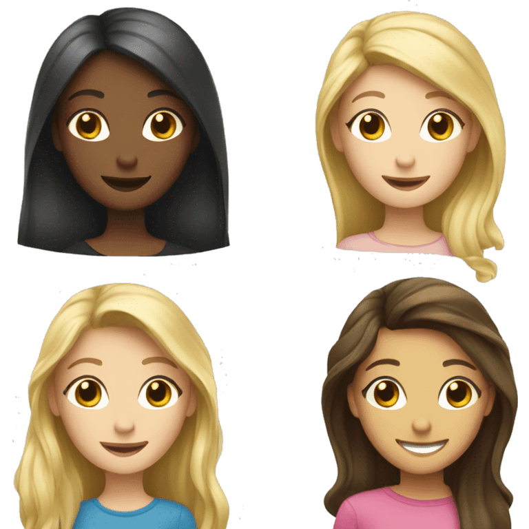 smiling girls with long hair, a blond and a brunette  emoji