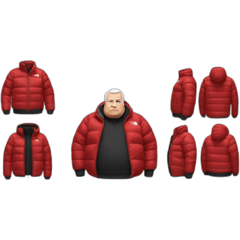 old white men a bit fat with black and red supreme north face jacket emoji