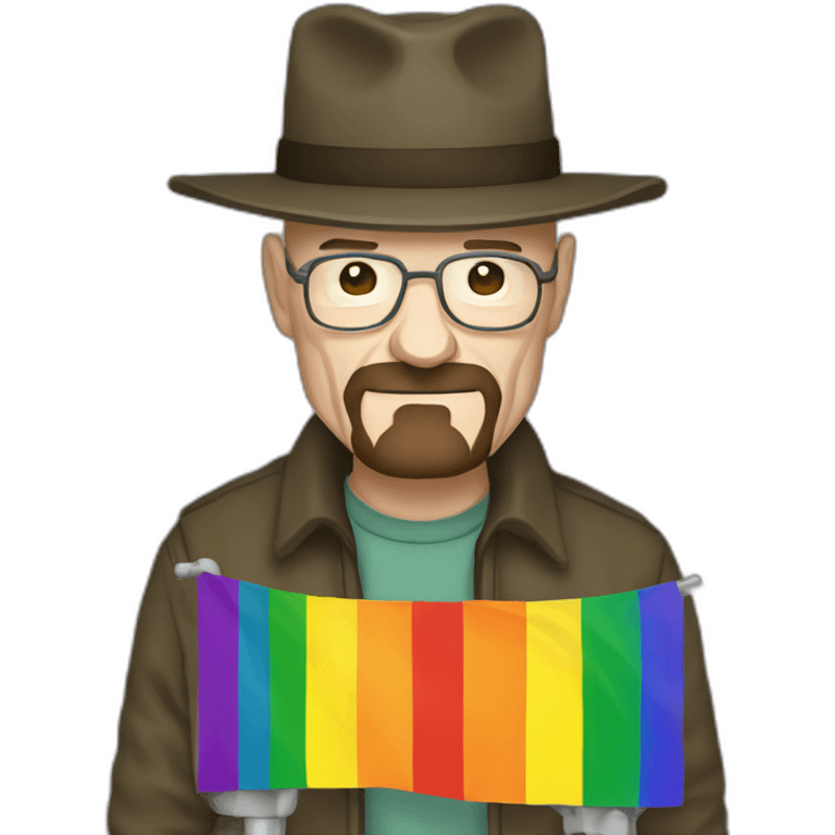 walter white holding the lgbt pride flag emoji