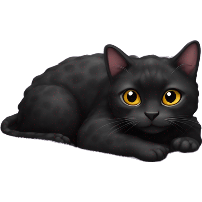 black tortoise cat on a purple fluffy blanket emoji