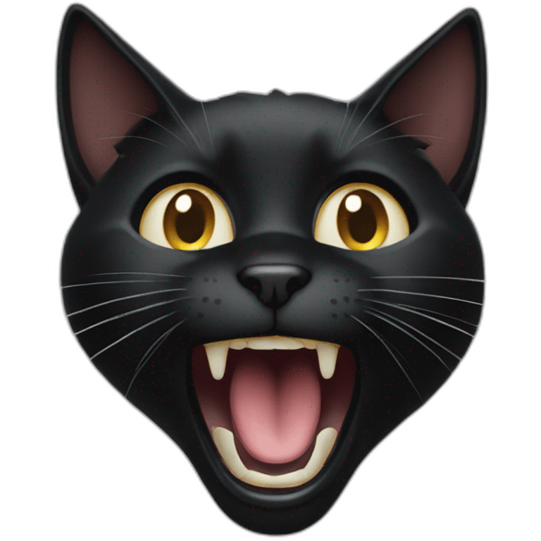 Black cat yawning emoji