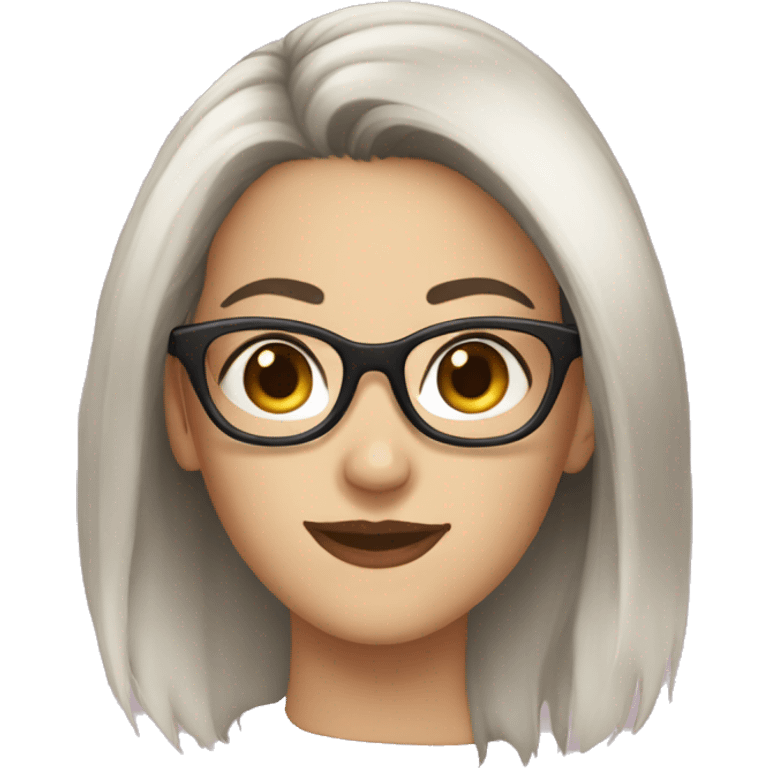 caucasian female, black hair with glasses emoji