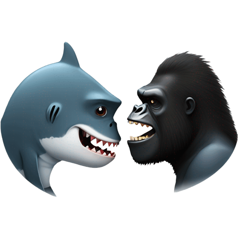 Shark with a gorilla kissing emoji