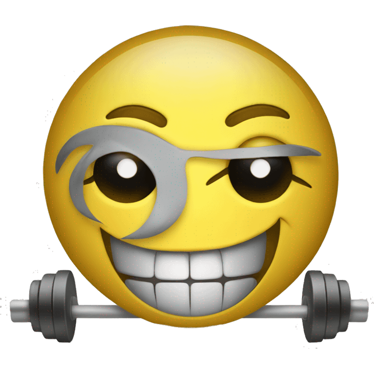 Smiley with barbell emoji