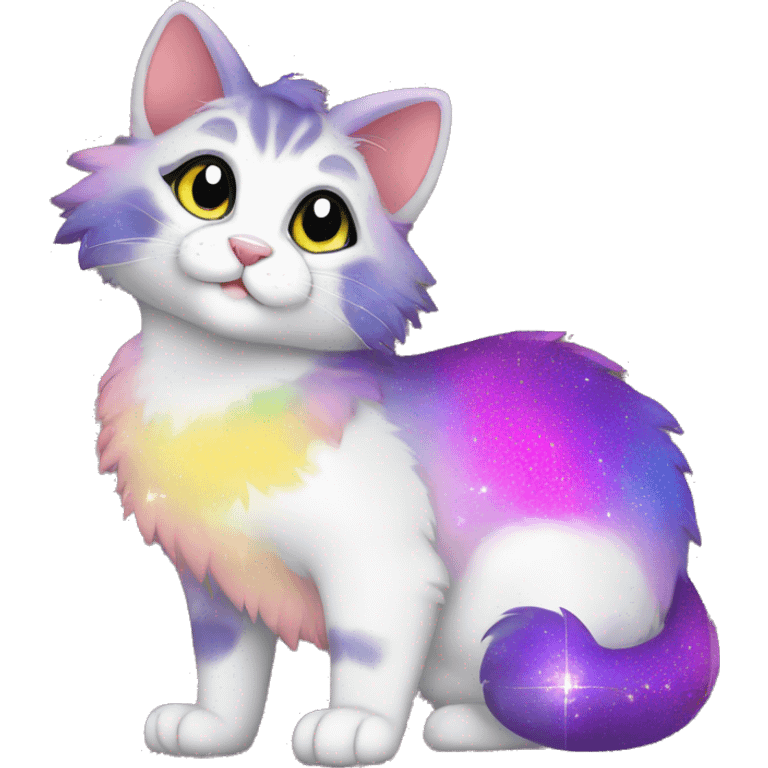 Colorful Sparkle-cat-fursona full body emoji