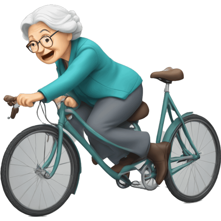 old lady fall down with bicycle emoji