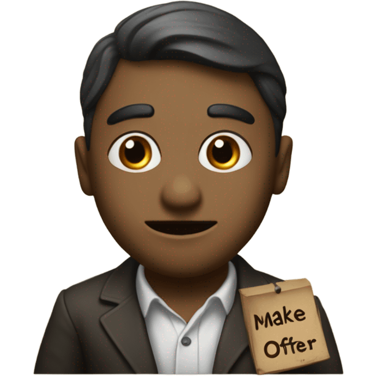 Pepega with a sign saying “Make an Offer” emoji