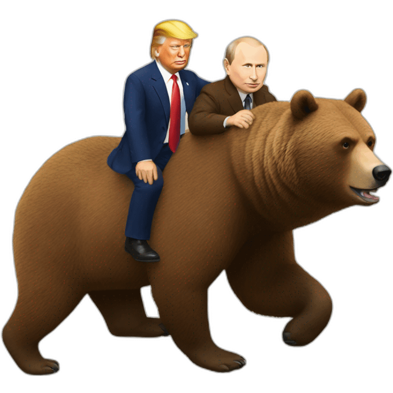 trump and putin riding a brown bear emoji